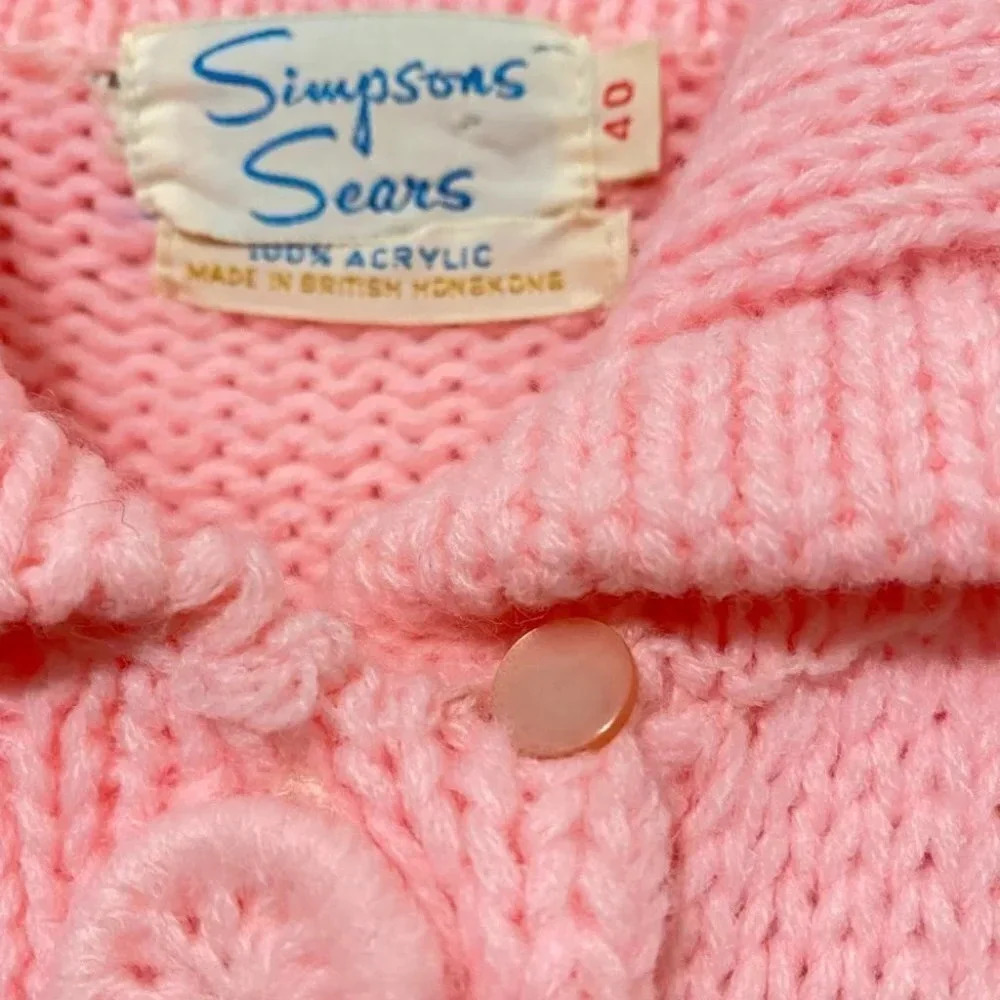 Vintage - 1960s Simpsons for Sears Pastel Pink Knit Sweater - Picture 9 of 11